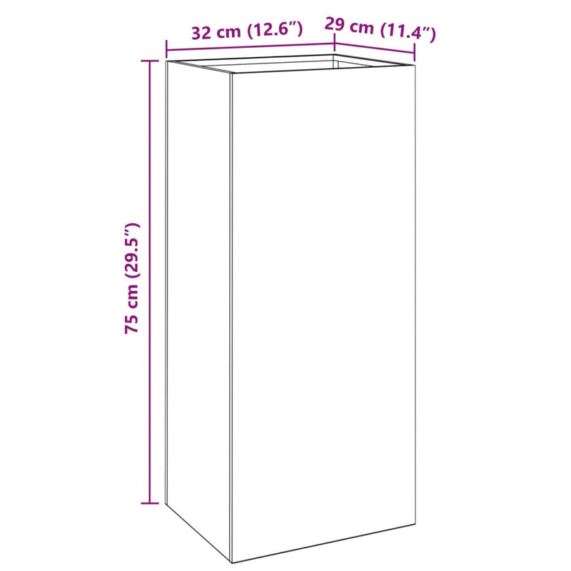 Planter Silver 32x29x75 cm Galvanised Steel