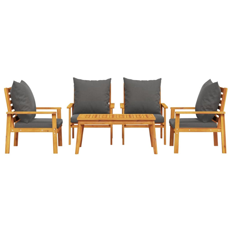 5 Piece Garden Lounge Set with Cushions Solid Wood Acacia