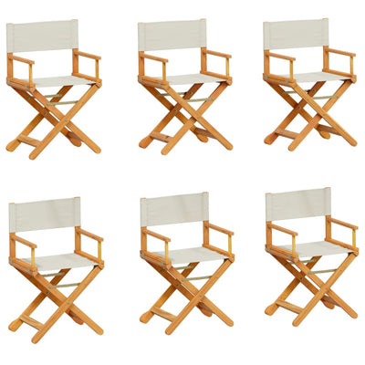 6 pcs Folding Garden Chairs Cream White Fabric