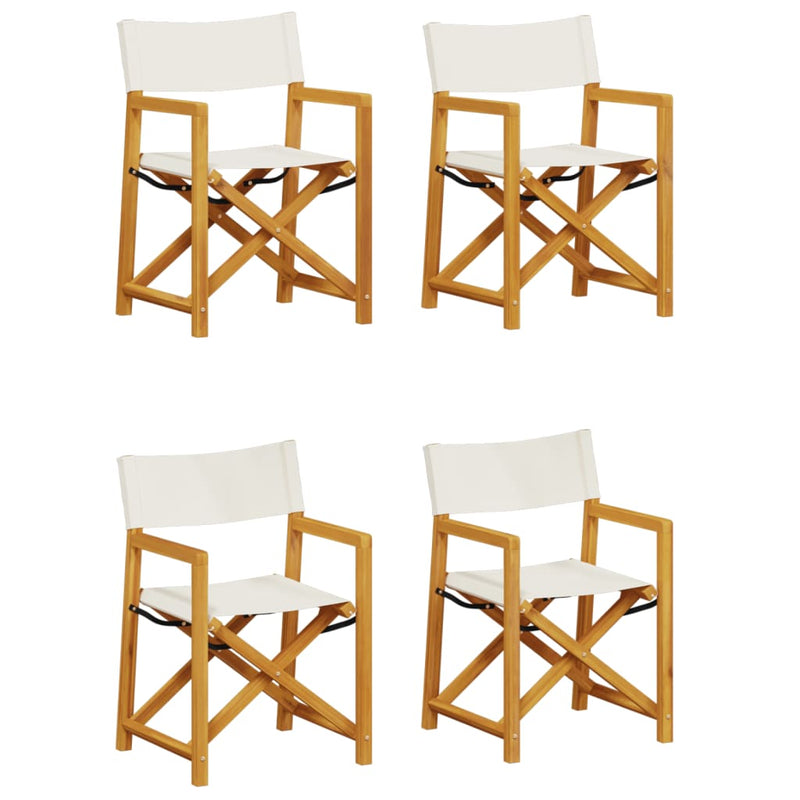 4 pcs Folding Garden Chairs Cream White Fabric