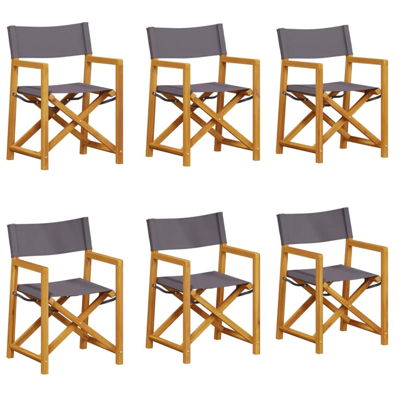 6 pcs Folding Garden Chairs Dark Grey Fabric