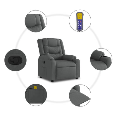 Massage Recliner Chair Dark Grey Fabric