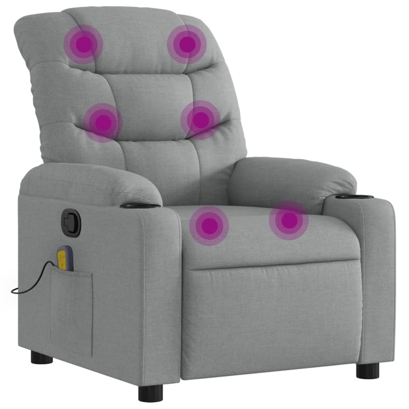 Massage Recliner Chair Light Grey Fabric