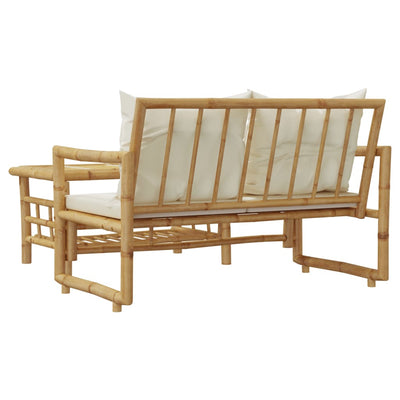 2 Piece Garden Sofa Set with Cushions Bamboo