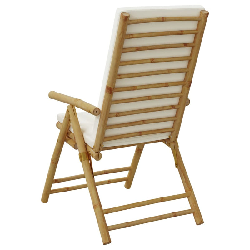 Folding Garden Reclining Chairs 2 pcs with Cushions Bamboo