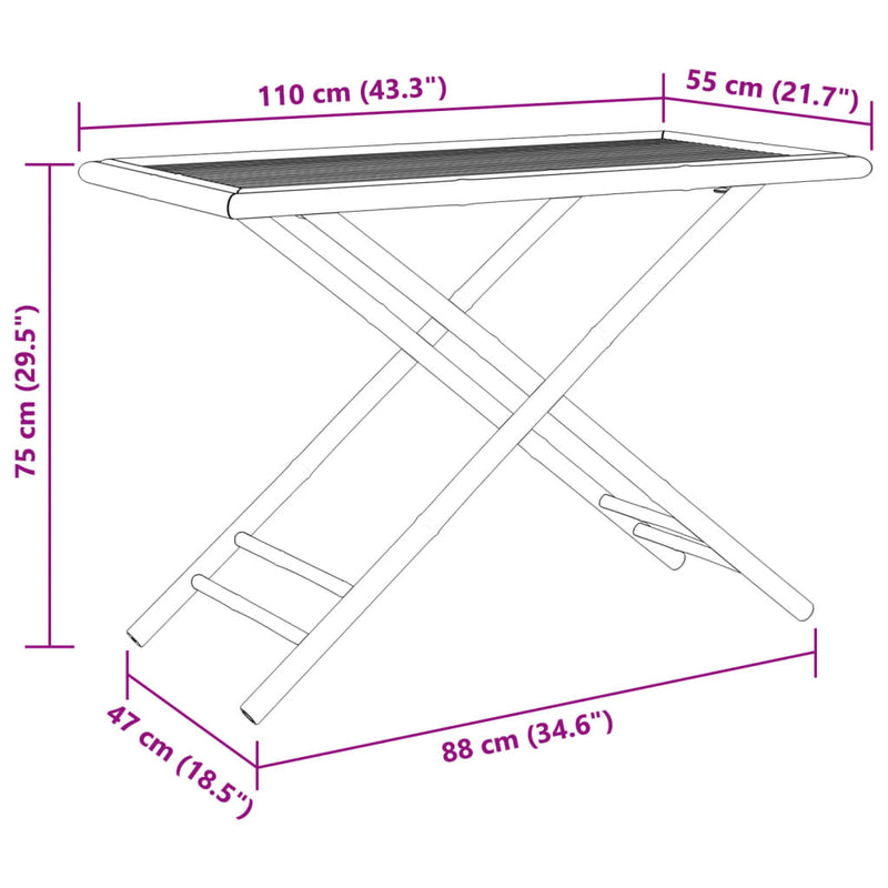 Folding Garden Table 110x55x75 cm Bamboo