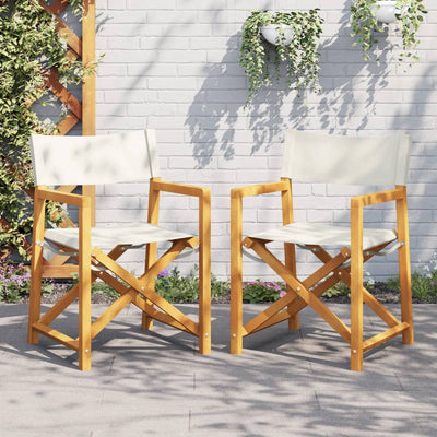 Folding Garden Chairs 2 pcs Cream White Fabric