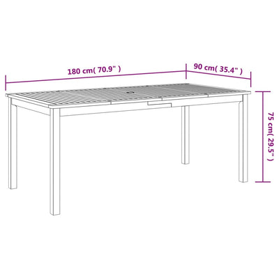 Garden Dining Table 180x90x75 cm Solid Wood Acacia