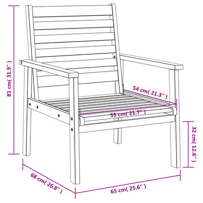 Garden Sofa Chair 2pcs Solid Wood Acacia