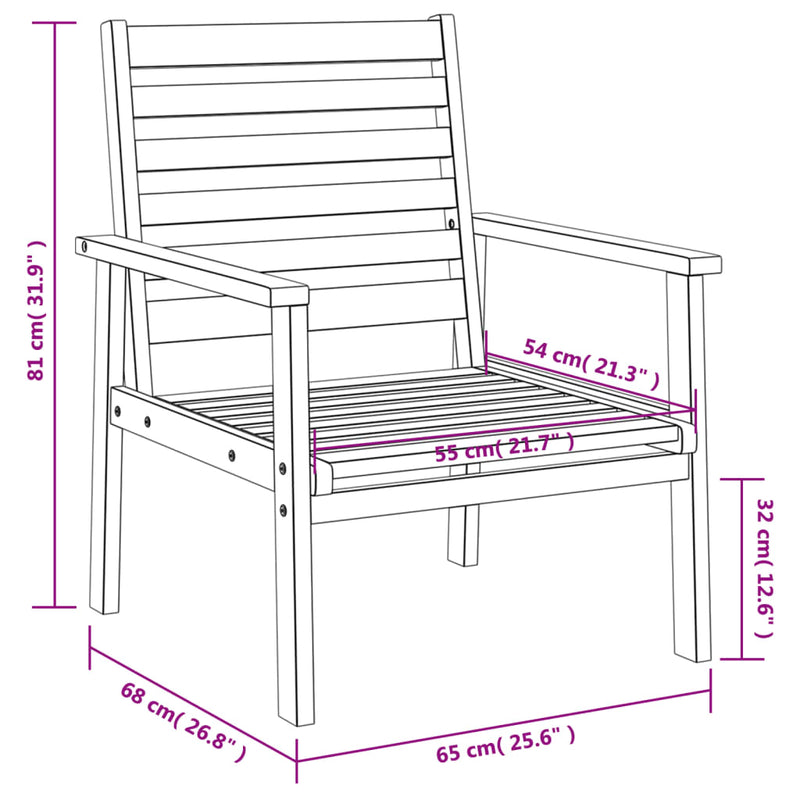 Garden Sofa Chair 2pcs Solid Wood Acacia