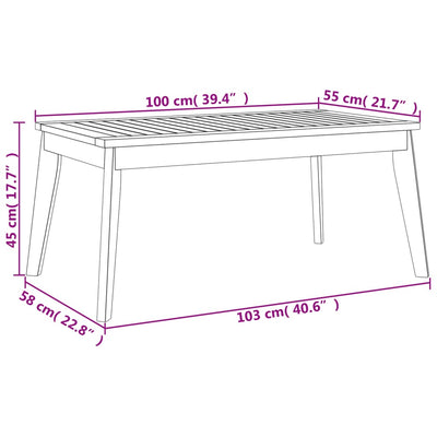 Garden Dining Table 100x55x45 cm Solid Wood Acacia