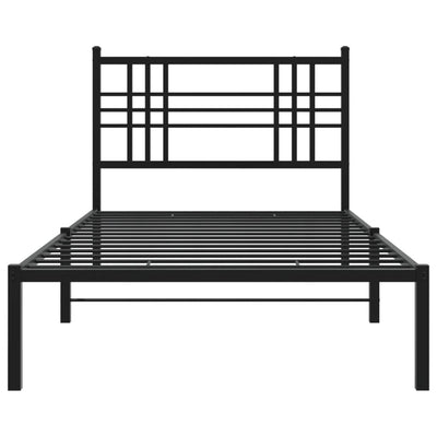 Metal Bed Frame with Headboard Black 106x203 cm King Single Size