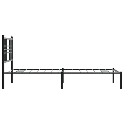 Metal Bed Frame with Headboard Black 106x203 cm King Single Size
