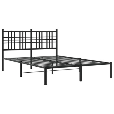 Metal Bed Frame without Mattress with Headboard Black 135x190 cm