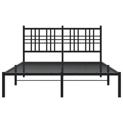 Metal Bed Frame without Mattress with Headboard Black 135x190 cm