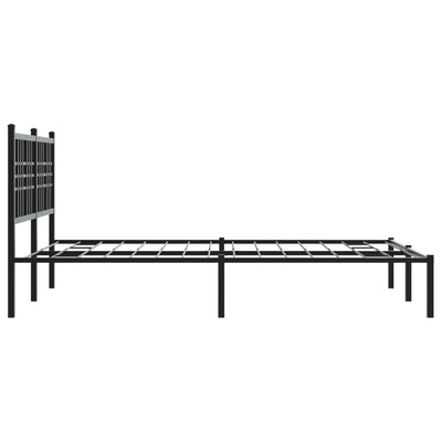 Metal Bed Frame without Mattress with Headboard Black 135x190 cm