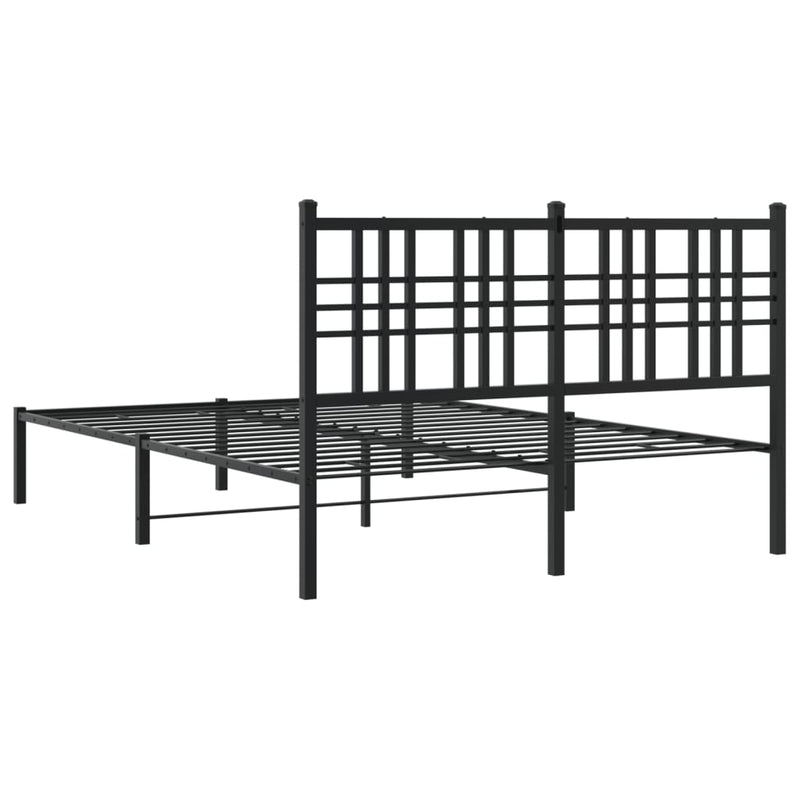 Metal Bed Frame without Mattress with Headboard Black 135x190 cm