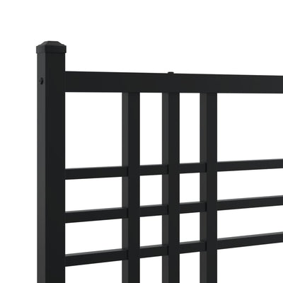 Metal Bed Frame without Mattress with Headboard Black 135x190 cm