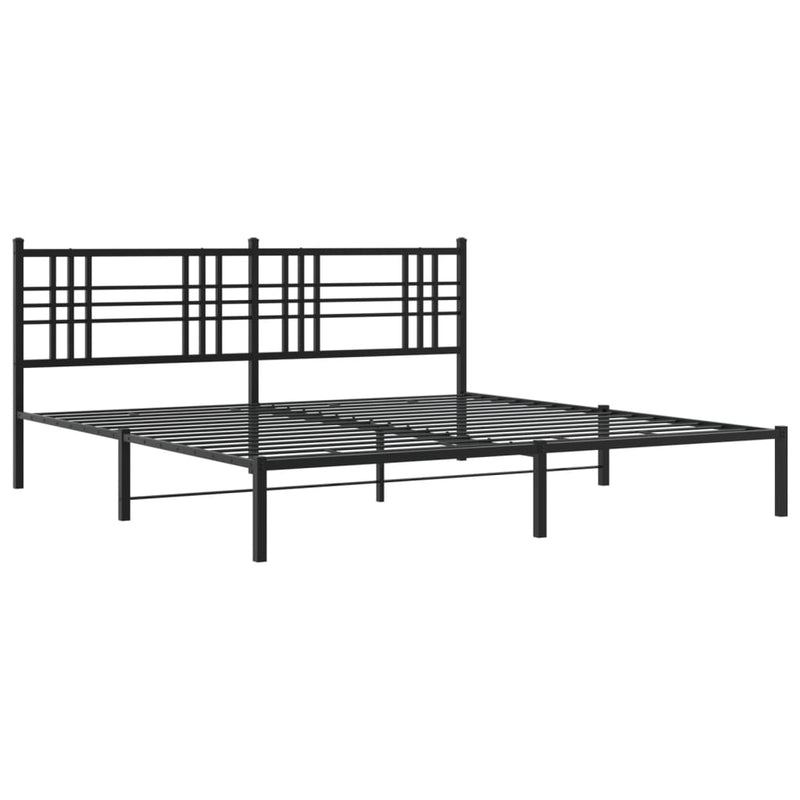 Metal Bed Frame without Mattress with Headboard Black 183x203 cm King