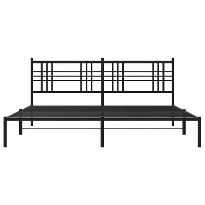 Metal Bed Frame without Mattress with Headboard Black 183x203 cm King