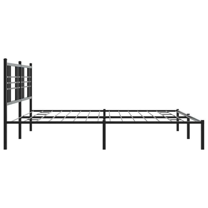 Metal Bed Frame without Mattress with Headboard Black 183x203 cm King