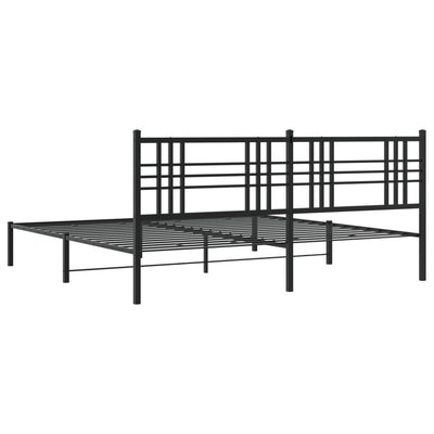 Metal Bed Frame without Mattress with Headboard Black 183x203 cm King