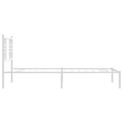 Metal Bed Frame with Headboard White 106x203 cm King Single Size