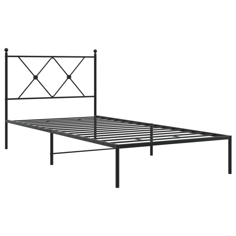 Metal Bed Frame without Mattress with Headboard Black 90x190 cm