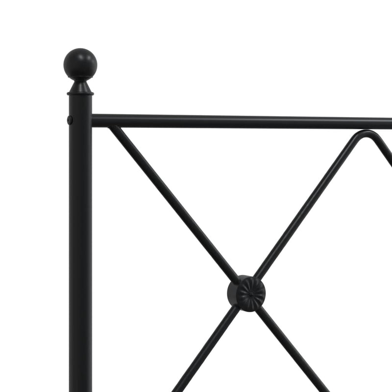 Metal Bed Frame without Mattress with Headboard Black 90x190 cm