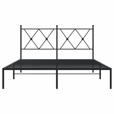 Metal Bed Frame without Mattress with Headboard Black 135x190 cm