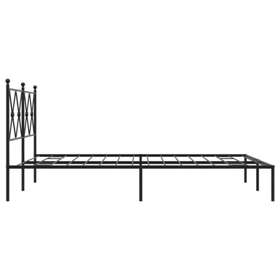 Metal Bed Frame without Mattress with Headboard Black 135x190 cm