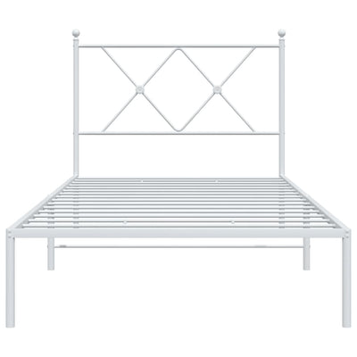 Metal Bed Frame without Mattress with Headboard White 90x190 cm