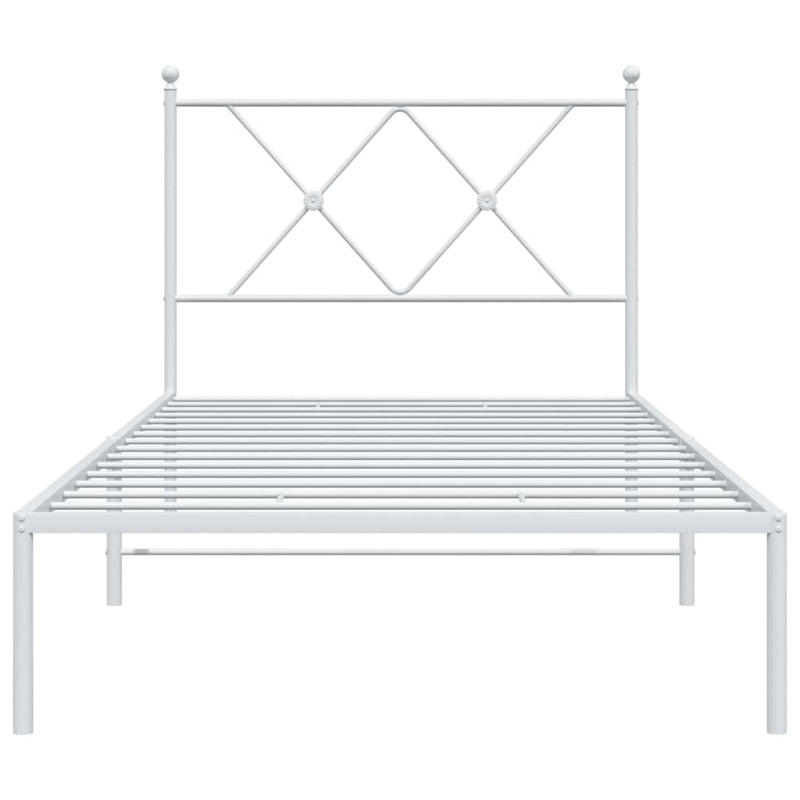 Metal Bed Frame without Mattress with Headboard White 90x190 cm