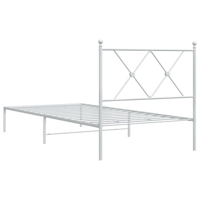 Metal Bed Frame without Mattress with Headboard White 90x190 cm