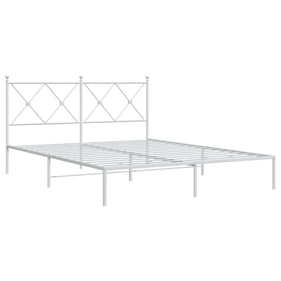 Metal Bed Frame without Mattress with Headboard White 150x200 cm