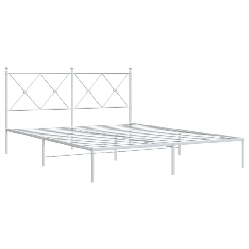 Metal Bed Frame without Mattress with Headboard White 150x200 cm