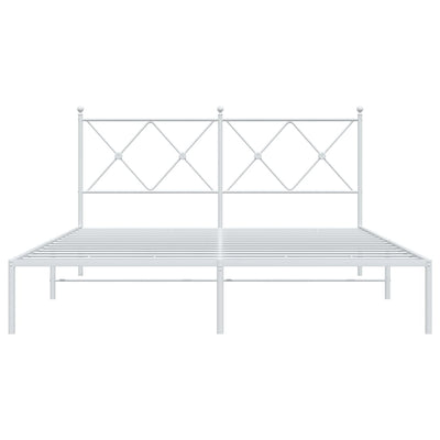 Metal Bed Frame without Mattress with Headboard White 150x200 cm