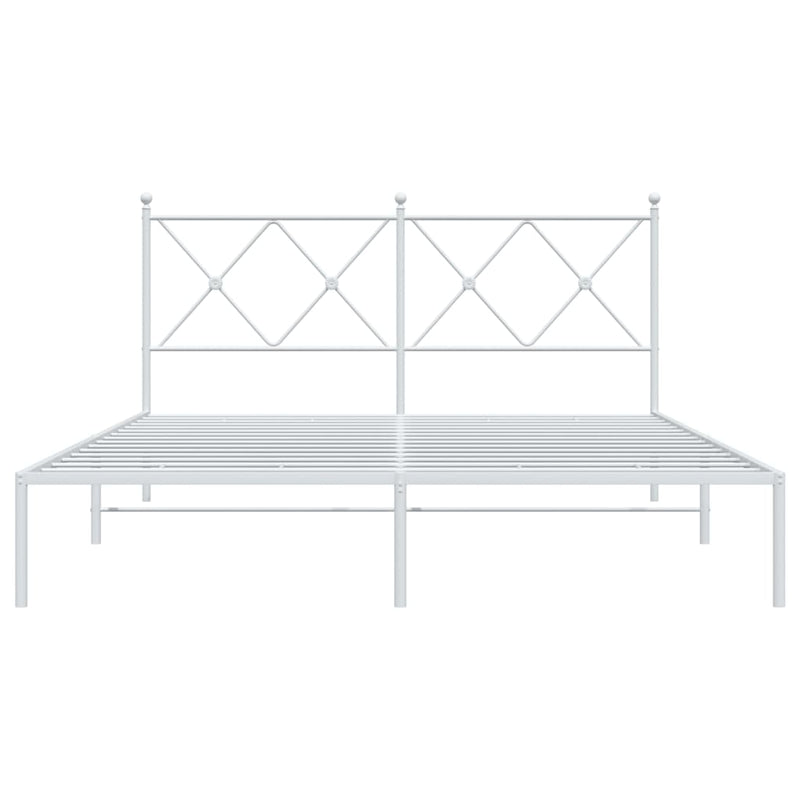 Metal Bed Frame without Mattress with Headboard White 150x200 cm