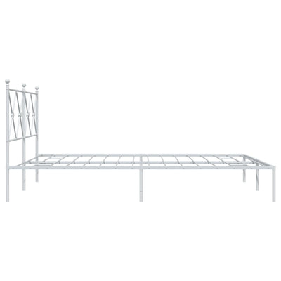 Metal Bed Frame without Mattress with Headboard White 150x200 cm