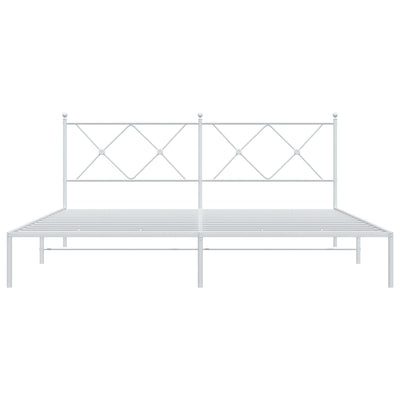 Metal Bed Frame without Mattress with Headboard White 183x203 cm King