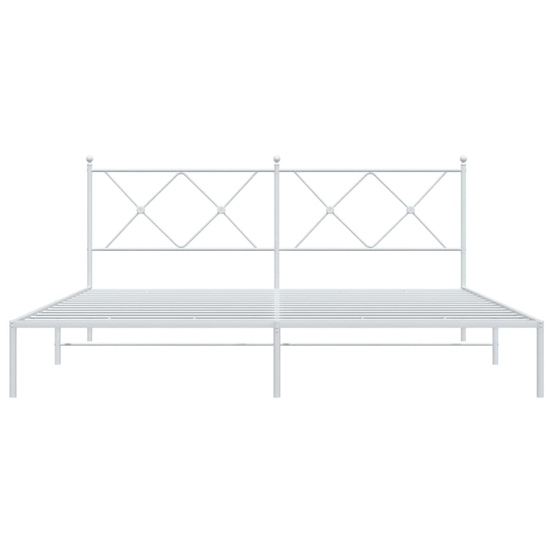 Metal Bed Frame without Mattress with Headboard White 183x203 cm King