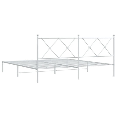 Metal Bed Frame without Mattress with Headboard White 183x203 cm King