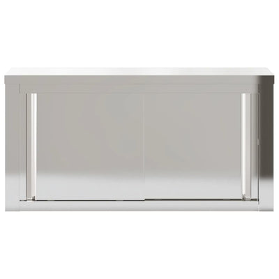 Kitchen Wall Cabinet with Sliding Doors Stainless Steel