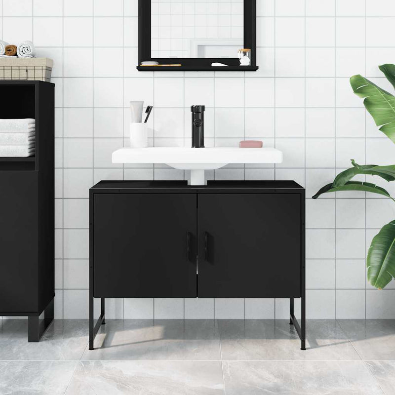 Bathroom Sink Cabinet Black 80x33x60 cm Engineered Wood