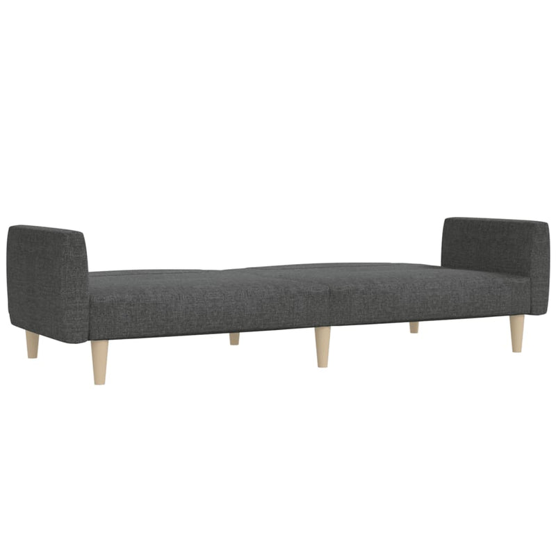 2-Seater Sofa Bed Dark Grey Fabric