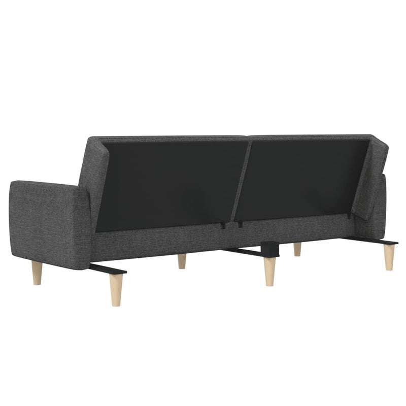 2-Seater Sofa Bed Dark Grey Fabric