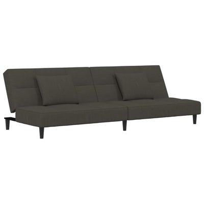 2-Seater Sofa Bed with Two Pillows Dark Grey Velvet