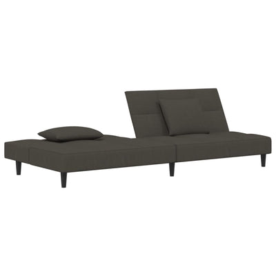 2-Seater Sofa Bed with Two Pillows Dark Grey Velvet