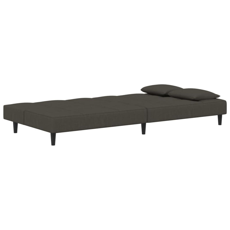 2-Seater Sofa Bed with Two Pillows Dark Grey Velvet