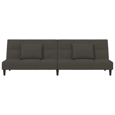 2-Seater Sofa Bed with Two Pillows Dark Grey Velvet